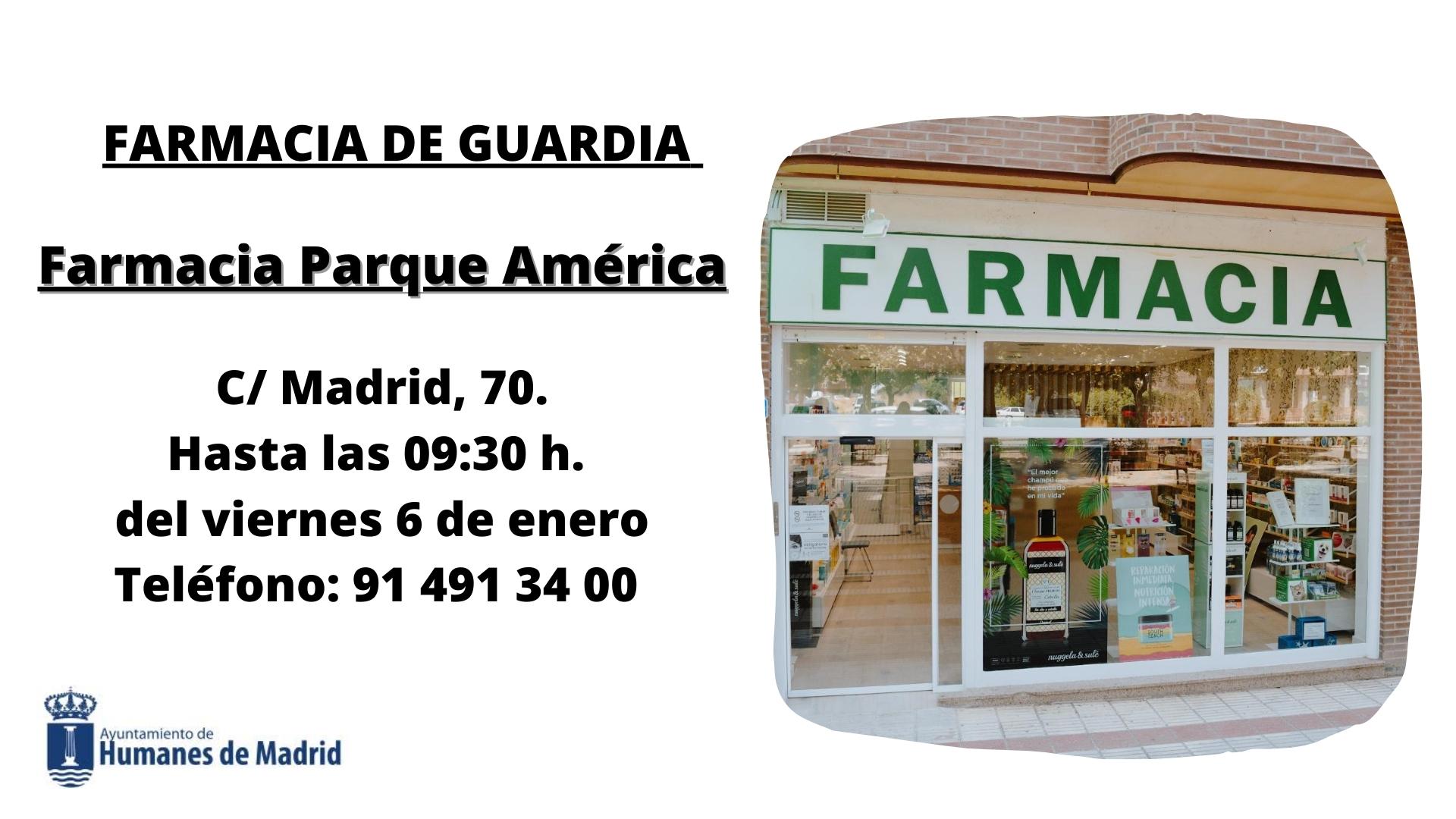 Farmacia de guardia. | Ayuntamiento Humanes de Madrid