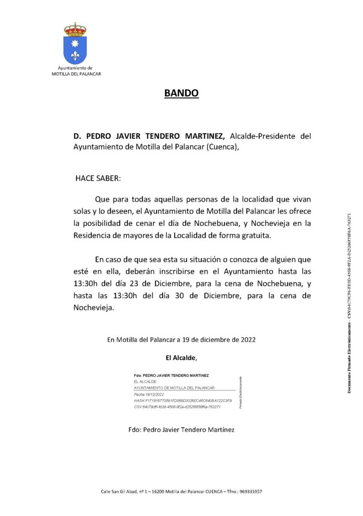 BANDO CENA NOCHEBUENA Y NOCHEVIEJA