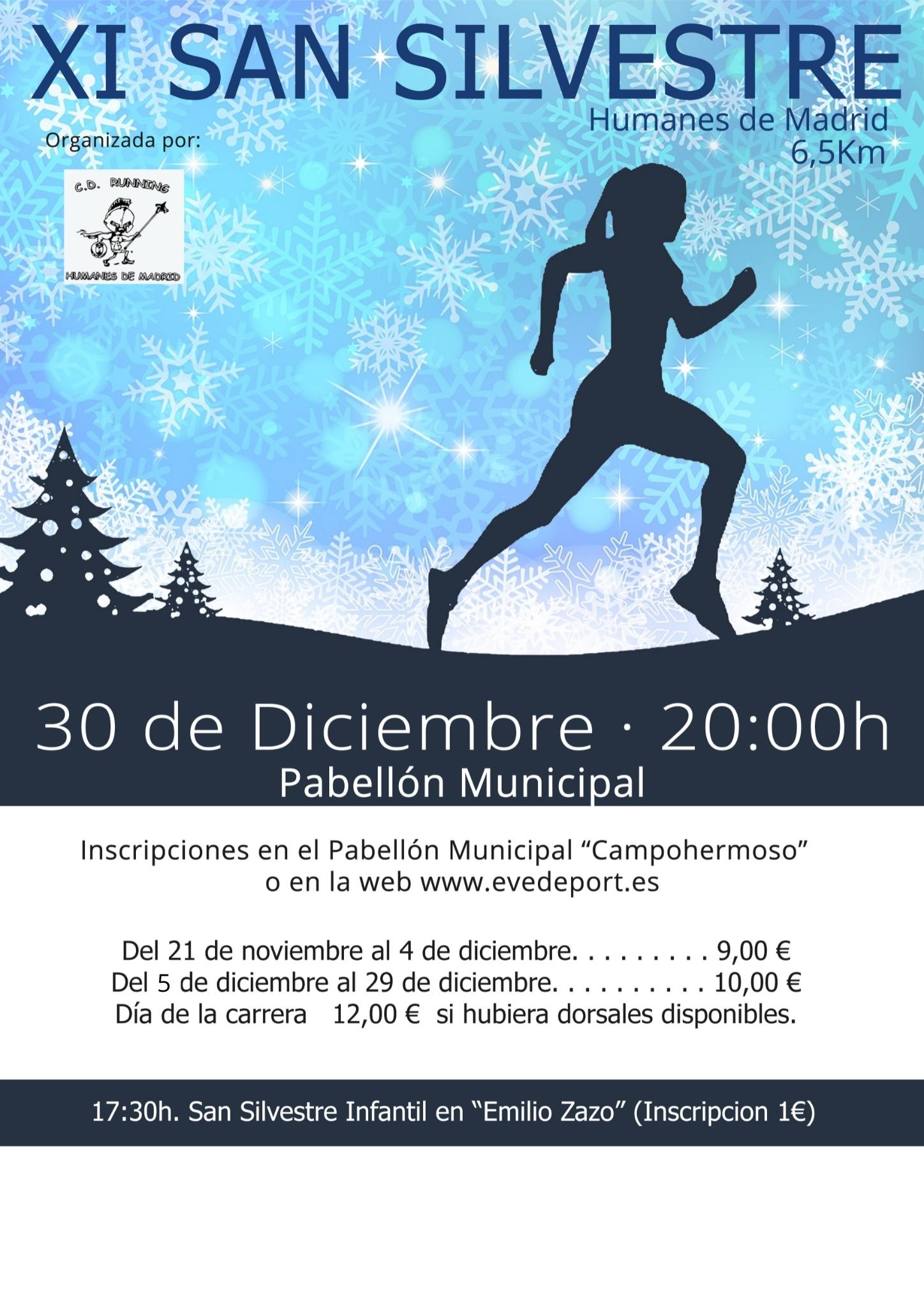 Humanes de Madrid celebra el viernes 30 de diciembre la XI Carrera Popular San Silvestre.