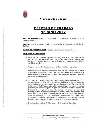 OFERTA DE TRABAJO