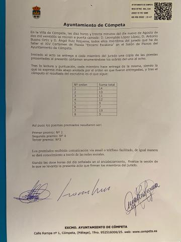 RESULTADO CERTÁMEN DE POESIA &#034;ENCARNI ESCALONA&#034;