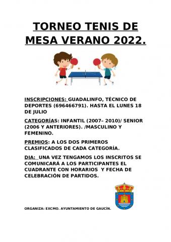 TORNEO DE TENIS DE MESA