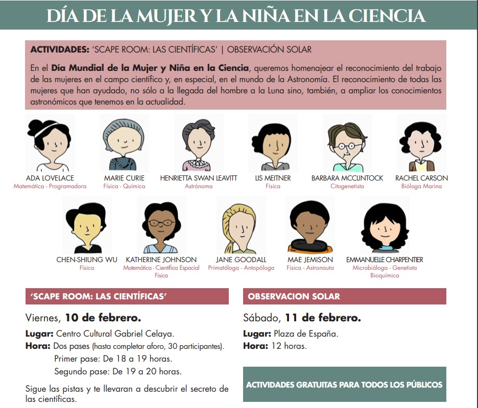 Jornadas por el Día de Mujer y la Niña en la Ciencia, Astronomía y... Rincón de la Música para disfrutar del fin de semana en San Fernando de Henares