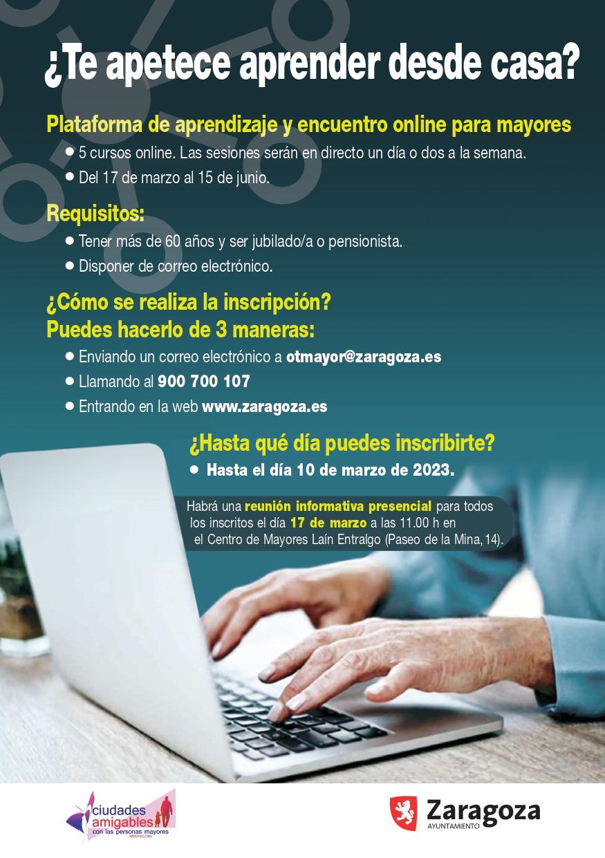 La Concejalía de Mayores ofrece 500 plazas de formación online sobre jardinería, inglés, escritura, fotografía con el móvil, yoga tibetano y gestión de emociones. Noticia. Ayuntamiento de Zaragoza