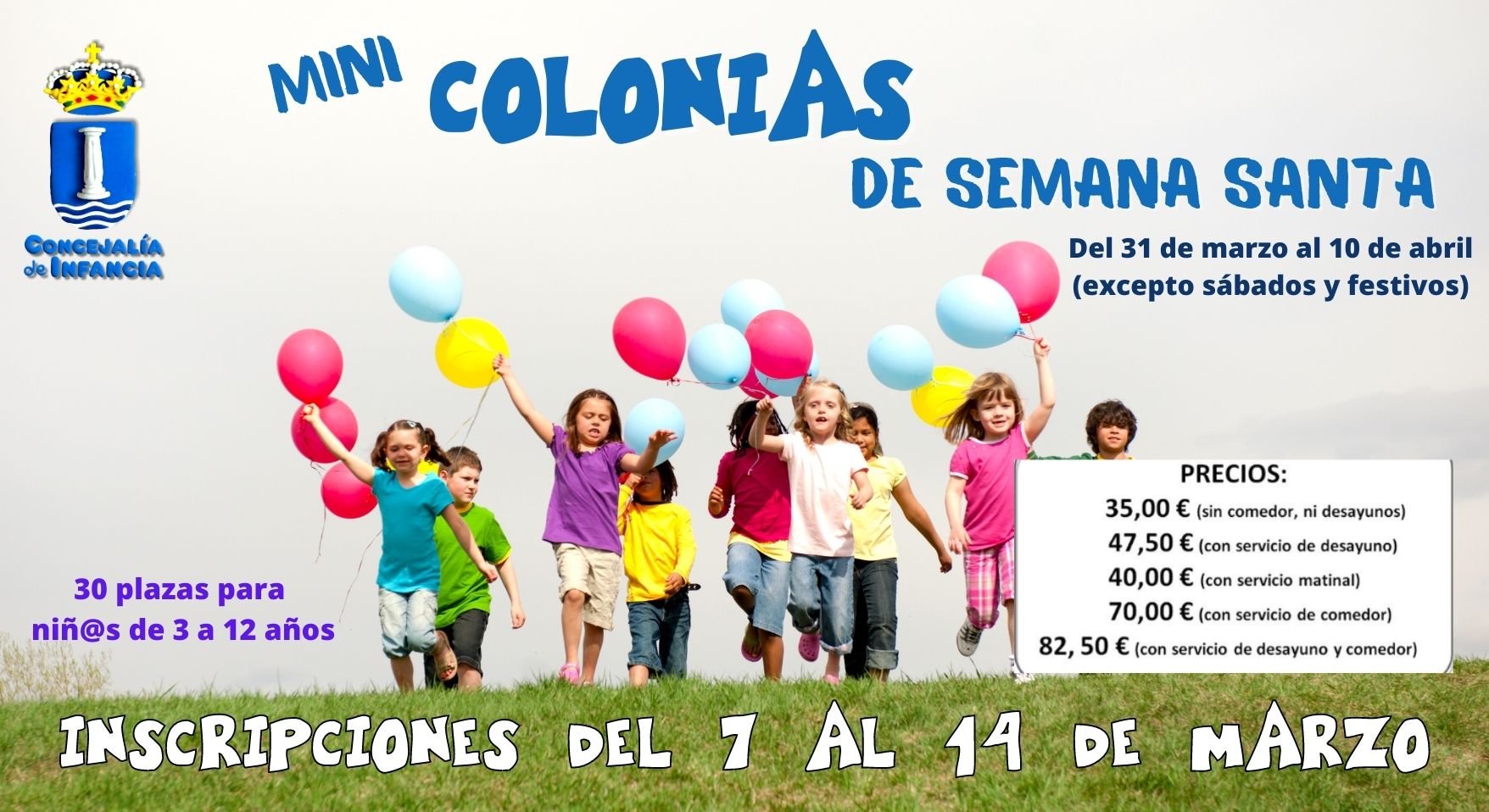 El próximo 15 de marzo se abrirá el plazo de inscripción de las Mini-Colonias de Semana Santa.