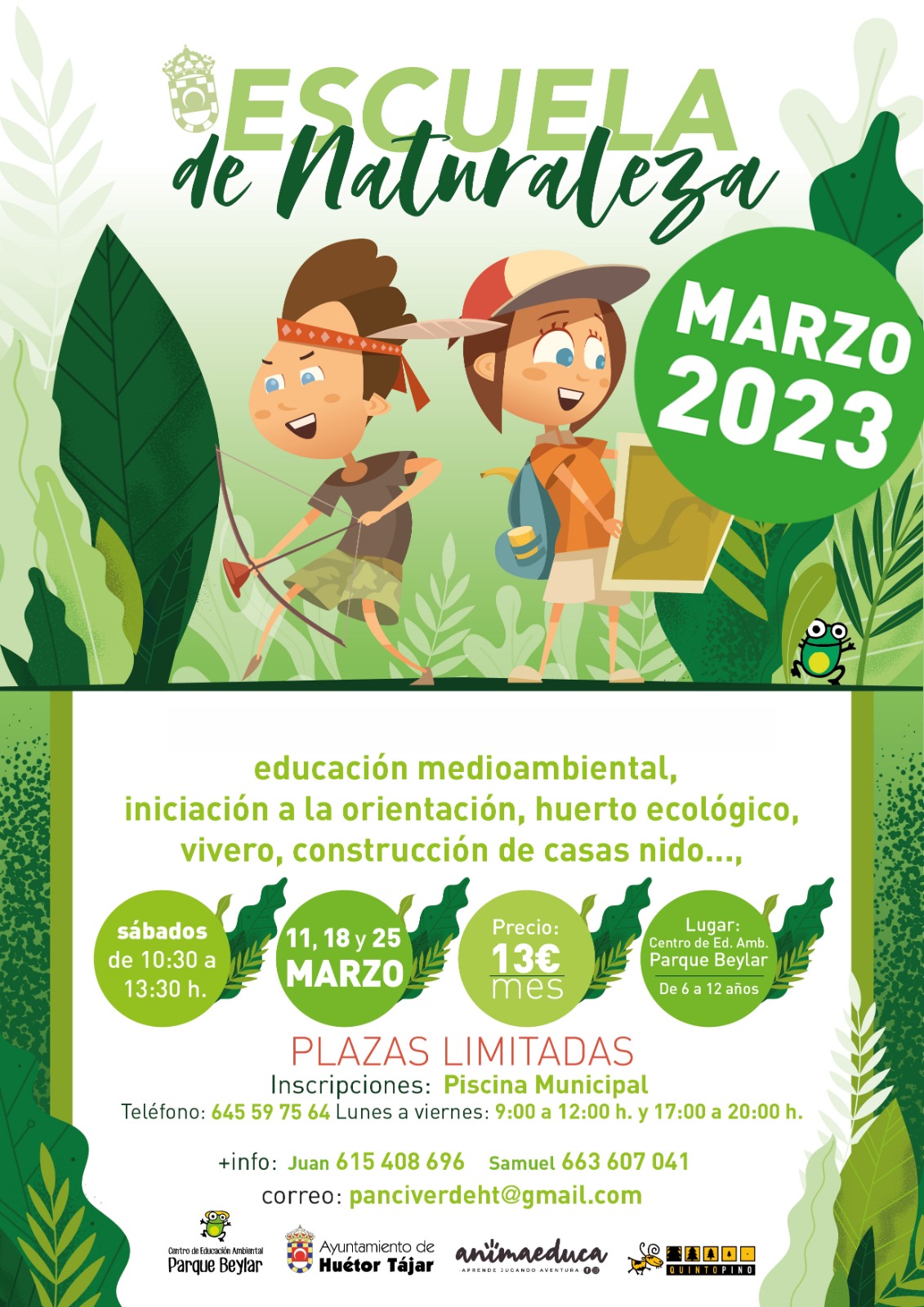 Huétor Tájar pone en marcha una Escuela de Naturaleza en el Cerro Beylar para escolares de entre 5 y 11 años