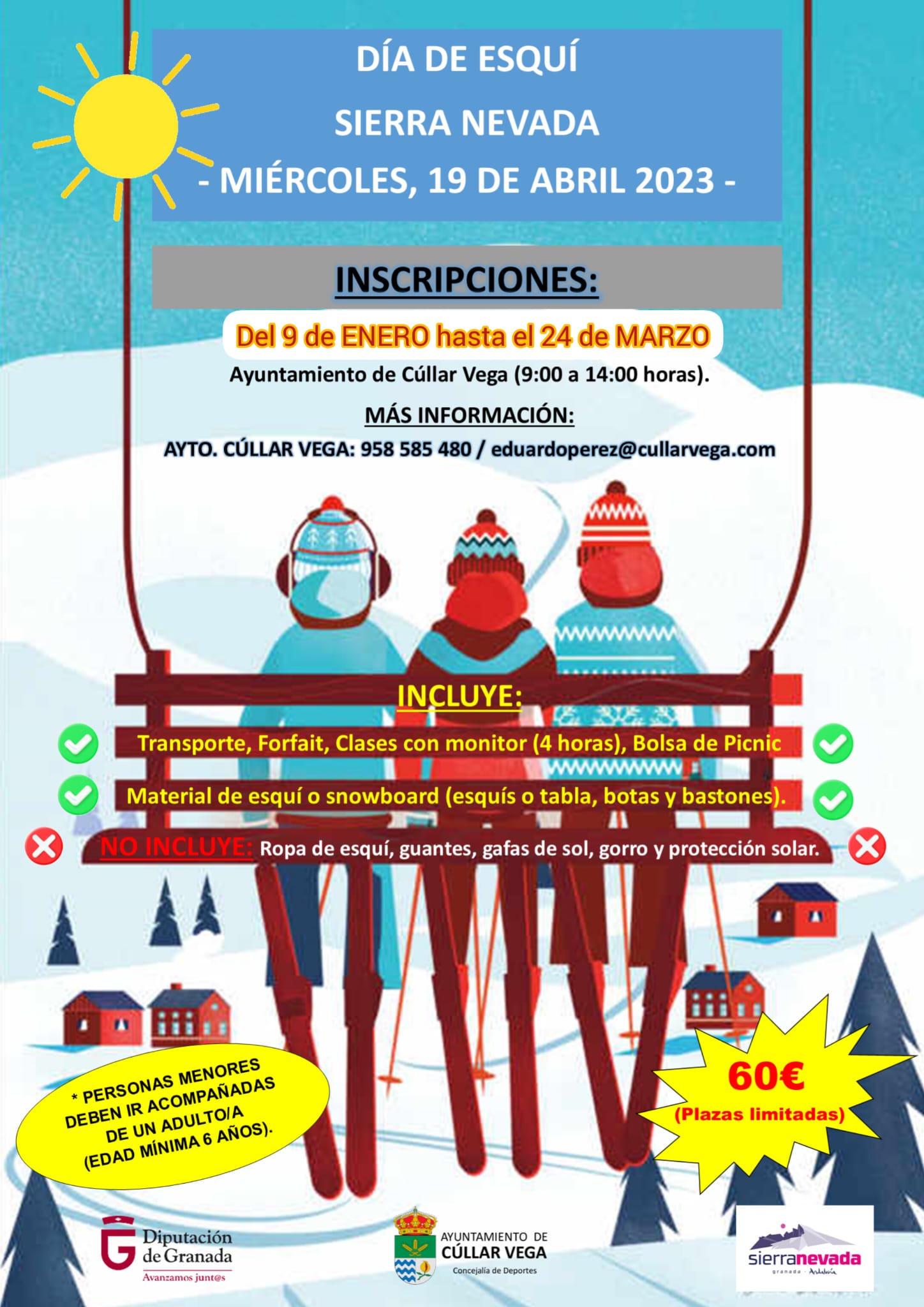 Se amplía el plazo de inscripción hasta el 24 de marzo para el día de esquí en Sierra Nevada del próximo 19 de abril