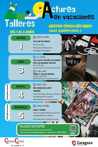 Talleres Acturea en vacaciones. Agenda Zaragoza. Ayuntamiento de Zaragoza