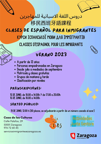 Clases de Español para Inmigrantes. Trámites y servicios. Ayuntamiento de Zaragoza