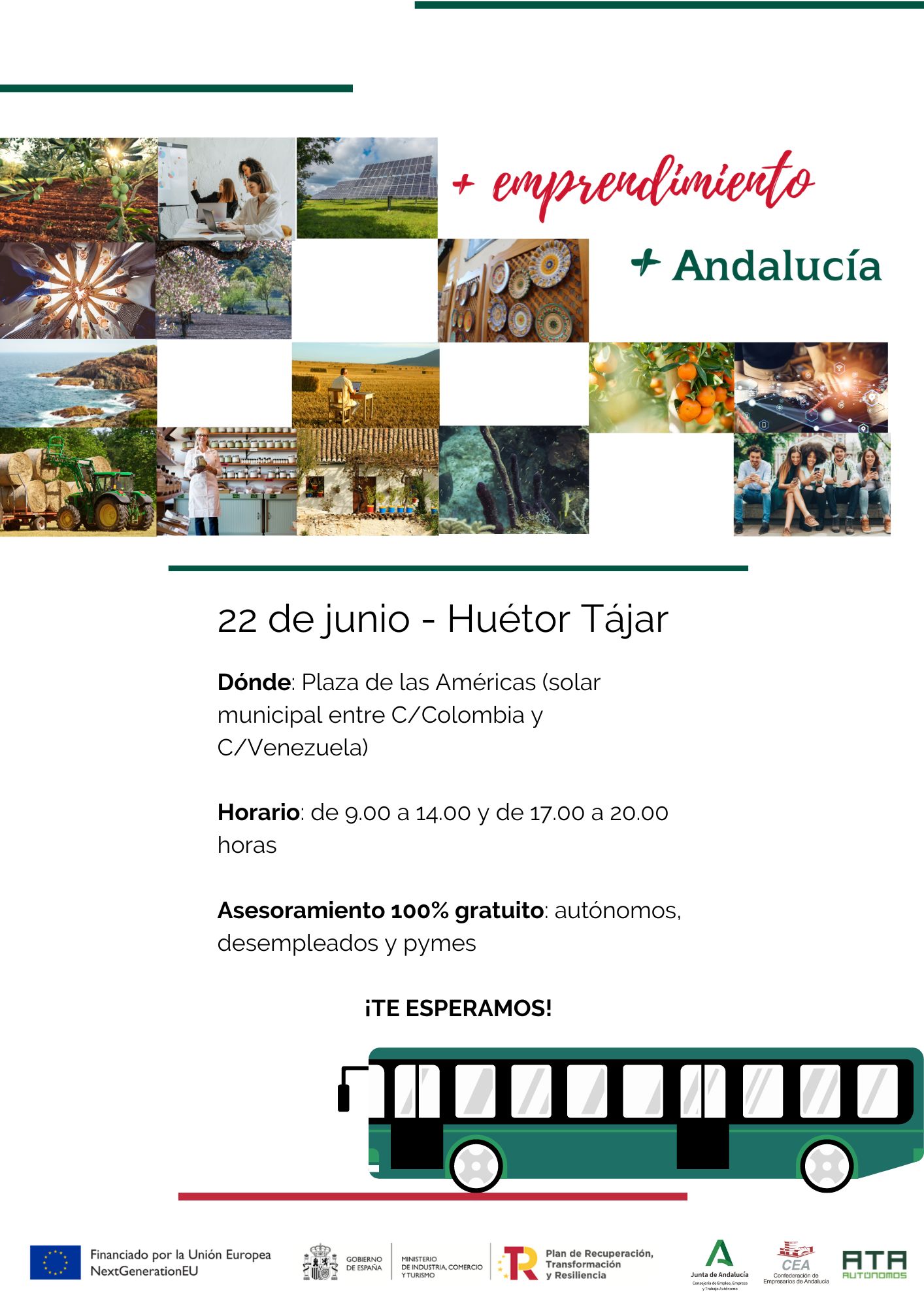 El Autobús del Emprendedor de Andalucía llega a Huétor Tájar este jueves 22 de junio