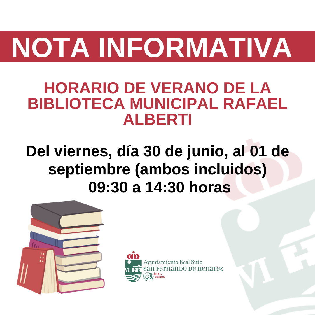Horario de Verano de la Biblioteca Municipal Rafael Alberti