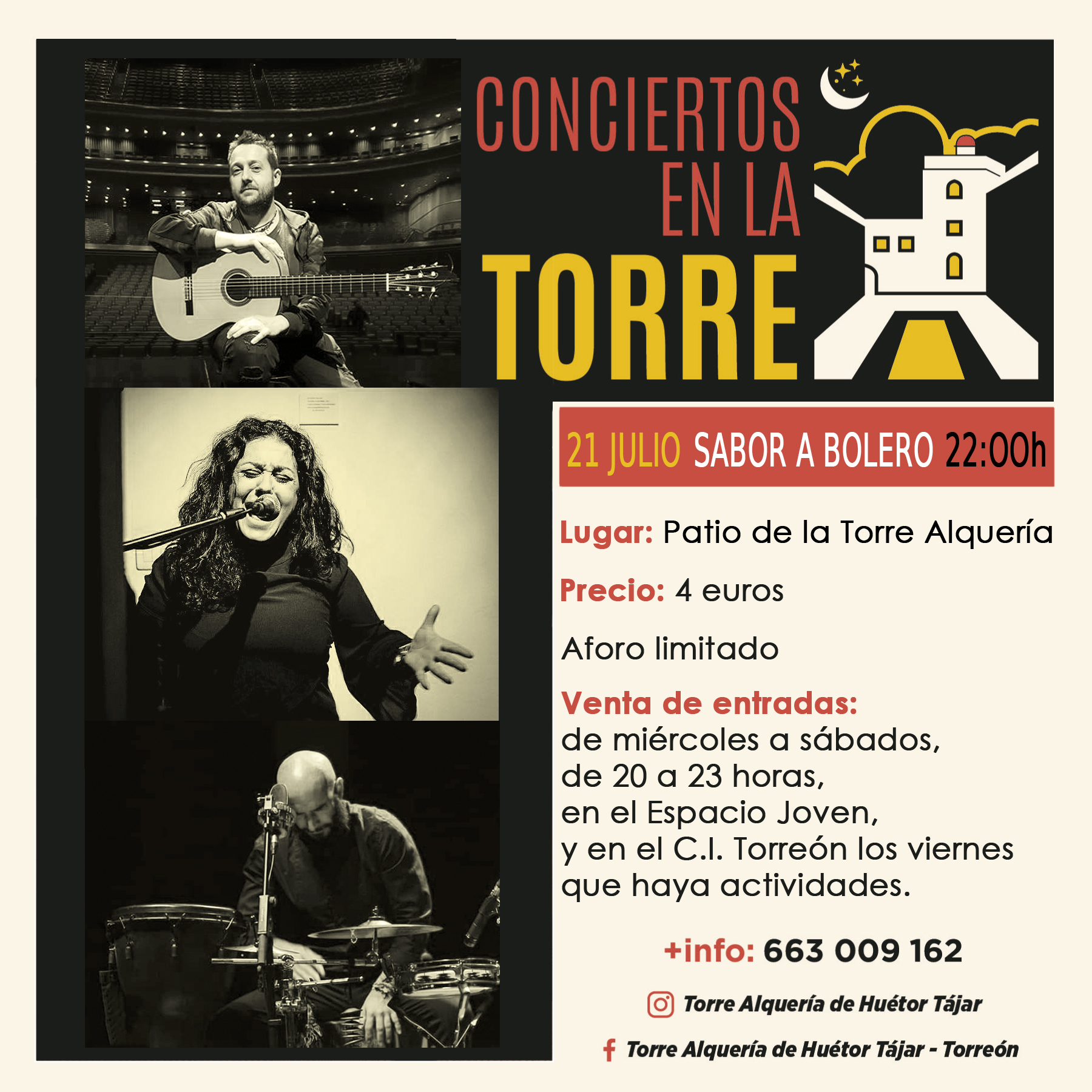 La Torre de la Alquería de Huétor Tájar se llenará este viernes de la mejor música con el espectáculo ‘Sabor a bolero’