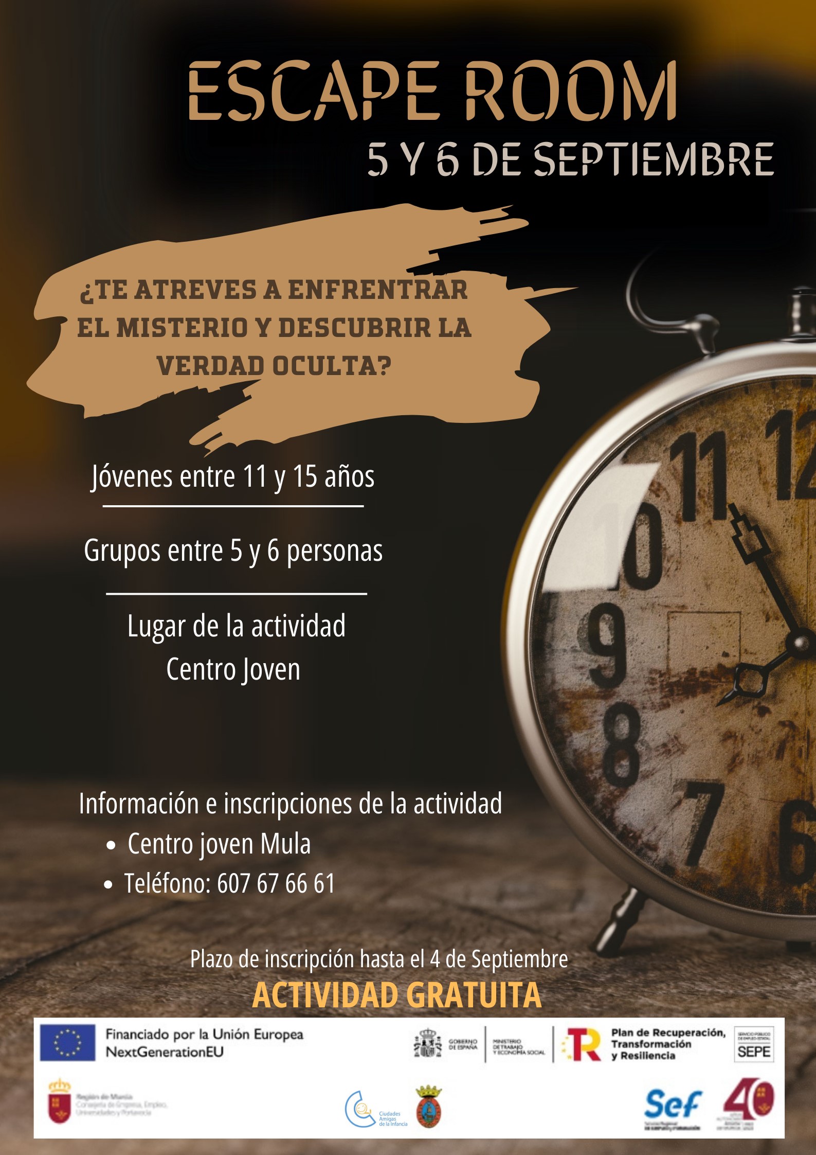 EDUCACION | Escape Room: "La desaparición en la sombra del tiempo" - 5 y 6 de septiembre