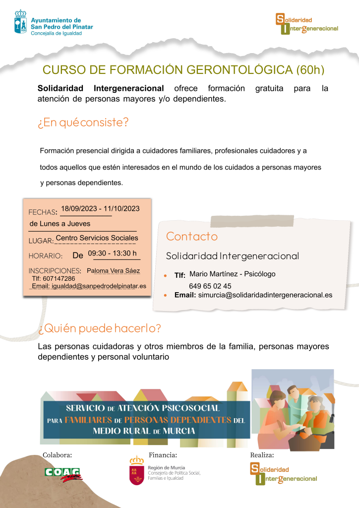 Próximo Inicio del Curso de Formación Gerontológica