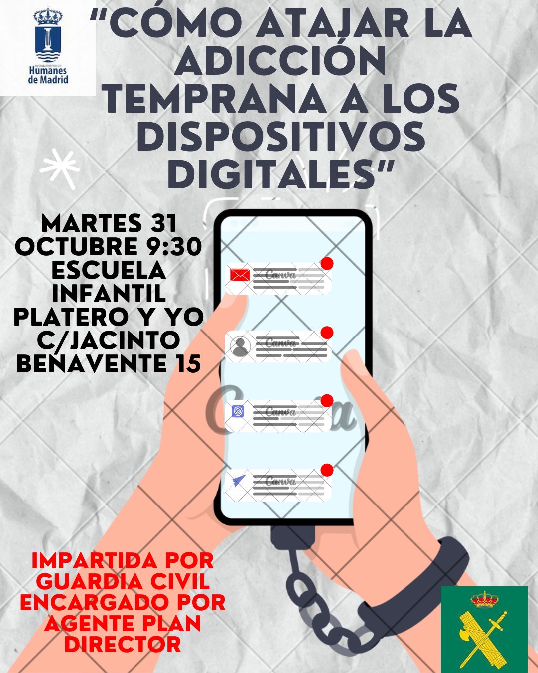 El 31 de octubre, nueva charla del Plan Director: “Cómo atajar la adicción a los dispositivos digitales”