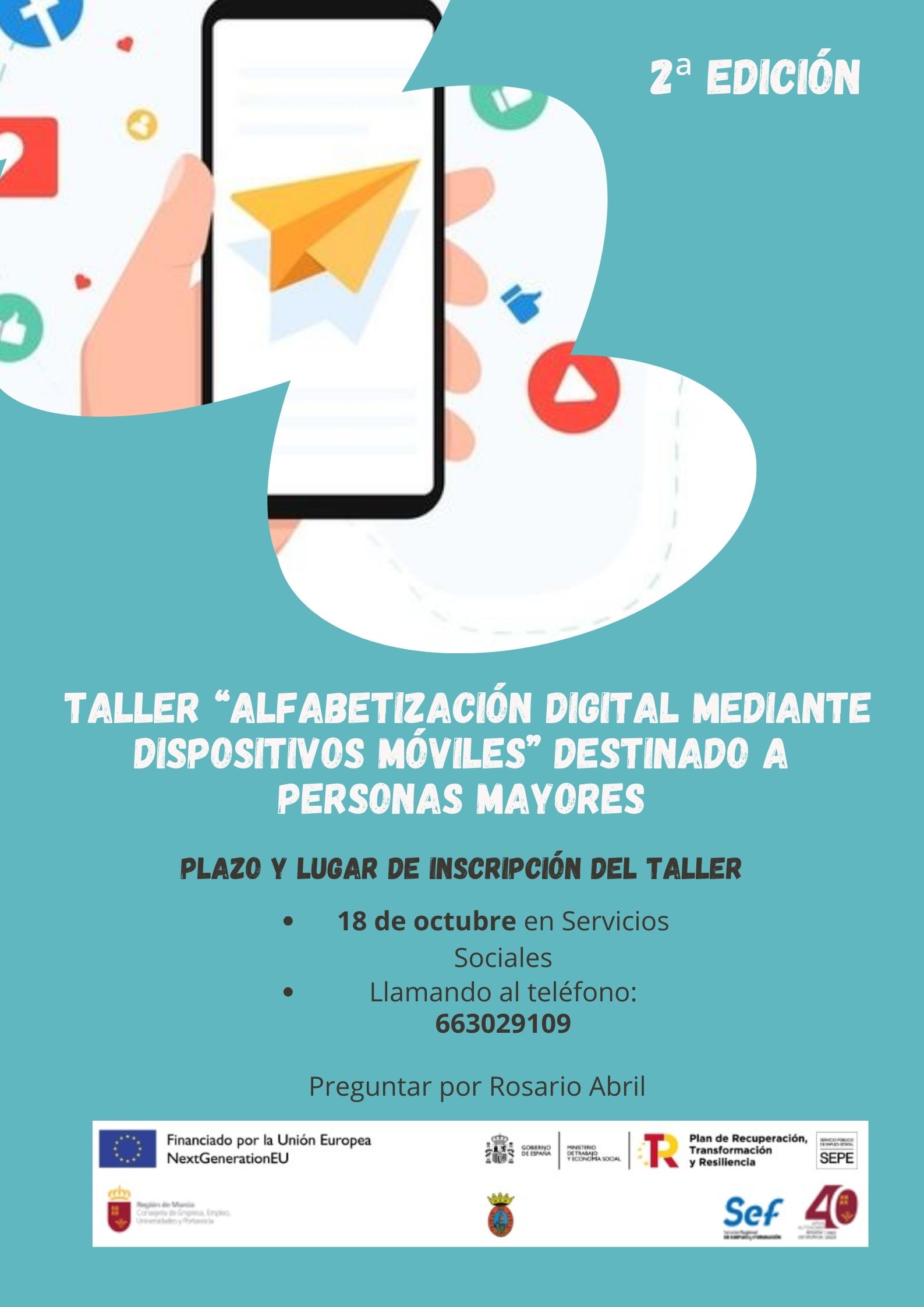 POLÍTICA SOCIAL| Segunda edición del taller 'Alfabetización digital mediante dispositivos móviles' - inscripciones hasta el 18 de octubre