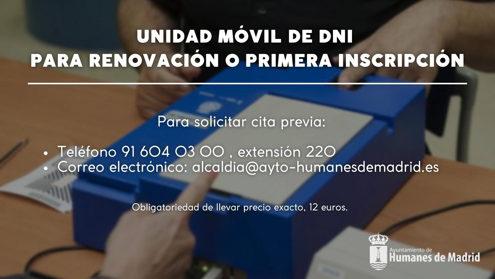 Una unidad móvil del DNI se desplazará a Humanes de Madrid el 24 de noviembre