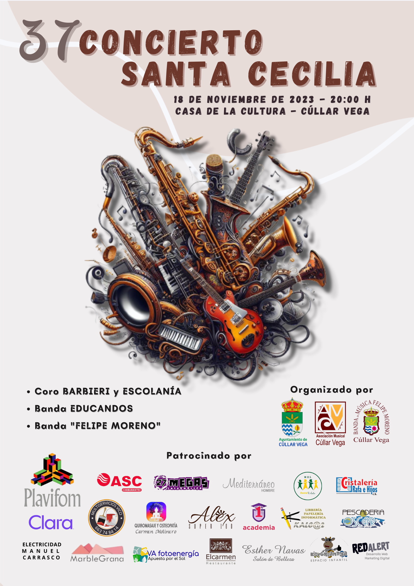 La Asociación Musical de Cúllar Vega celebra el 37º Concierto de Santa Cecilia el sábado 18 de noviembre