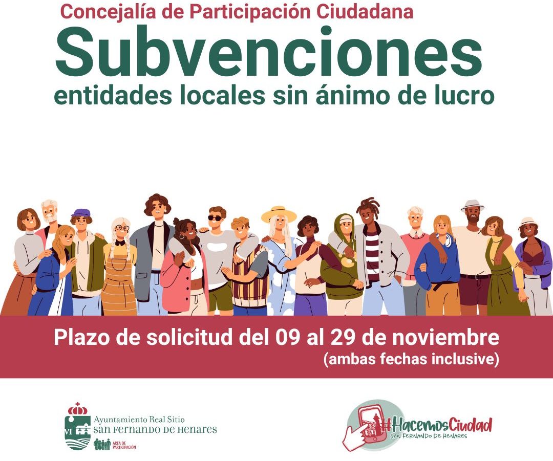 NOTA INFORMATIVA: Subvenciones del área de Participación Ciudadana destinadas a Entidades Locales sin ánimo de lucro