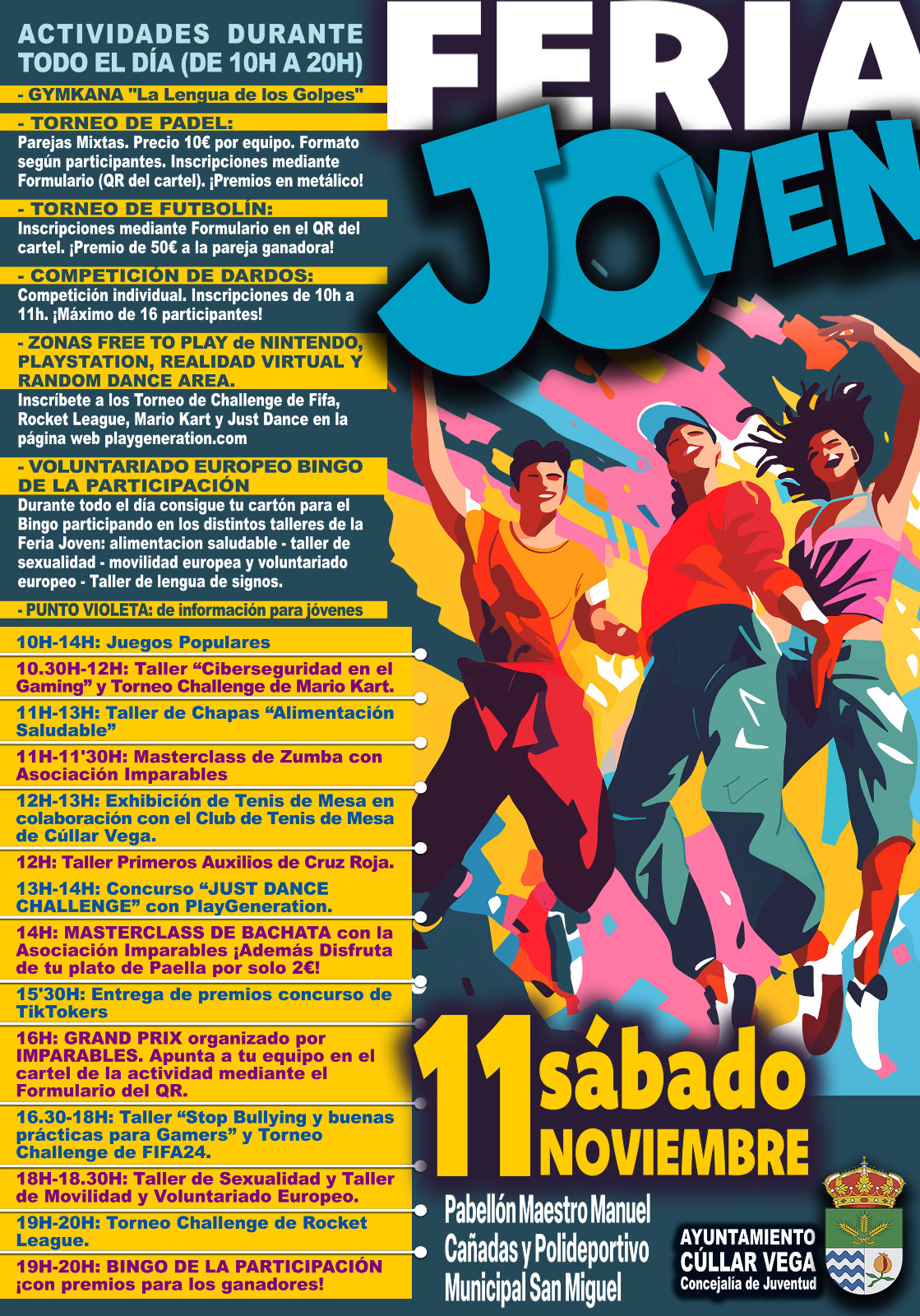 Programación de actividades y torneos de la Feria Joven 2023 de Cúllar Vega