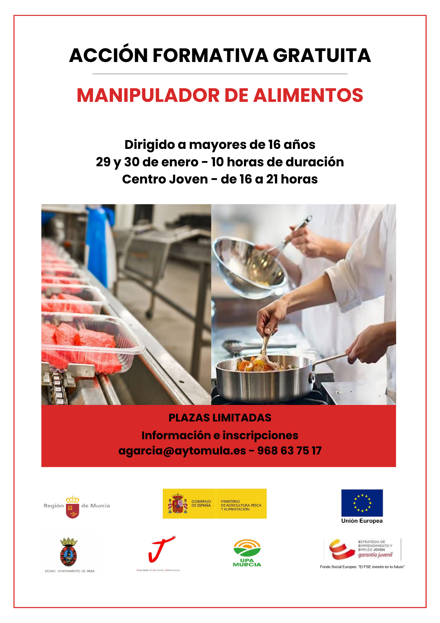 EMPLEO| Curso de Manipulador de Alimentos gratuito - 29 y 30 de enero