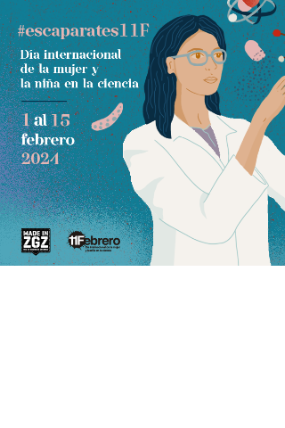 Escaparates 11F - Dia Internacional de la mujer y la niña en la ciencia. Agenda Zaragoza. Ayuntamiento de Zaragoza